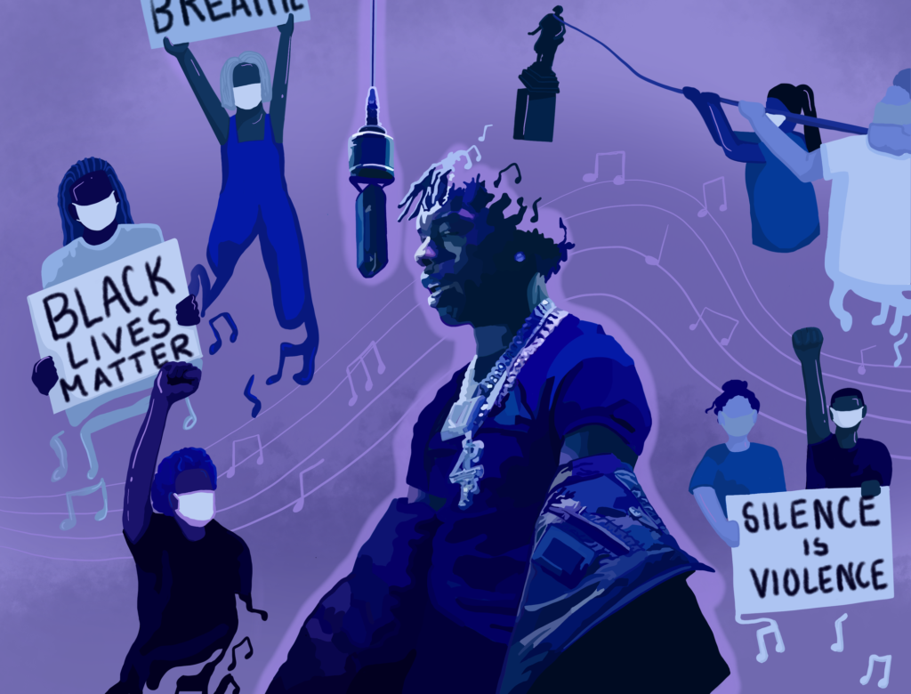 Hip Hop artists use social media to protest racial injustice. Image source: Daily Bruin. 