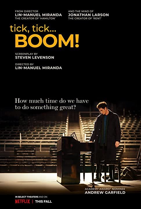 Movie cover for Tick, Tick...BOOM! Image credit: Pinterest, IMDb. 