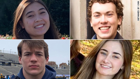 Oxford High School Victims (Top right to left) Hana St. Juliana and Justin Shilling (Bottom right to left) Tate Myre and Madisyn Baldwin  // Credits to CNN 