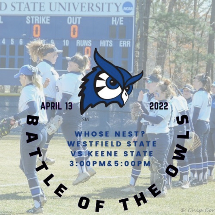 A picture advertising the team's double header on April 13th. Courtesy of @westfieldstatesoftball on Instagram. 