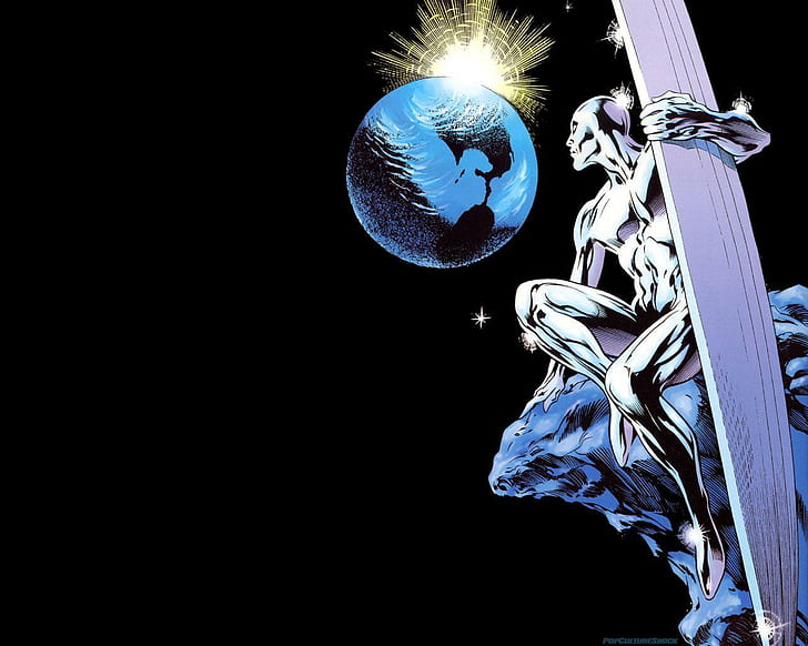 An image of the titular character, Silver Surfer. Image source: Wallpaper Flare. 