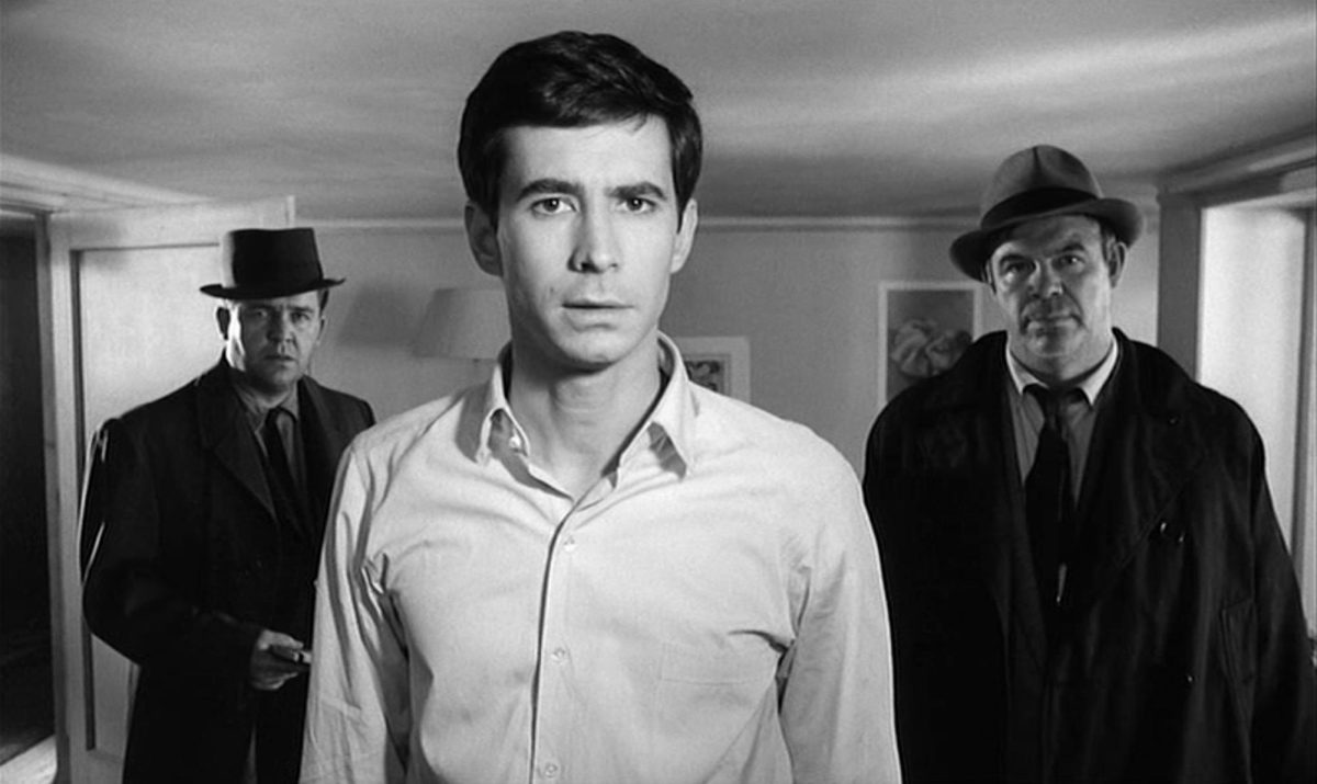 Anthony Perkins as Josef K in The Trial (1962).